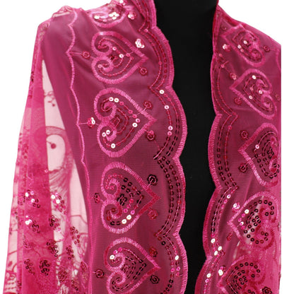 Peacock Sequin Chiffon Embellished Fringe Sheer Shawl Wrap Scarf SC309P (12pc)