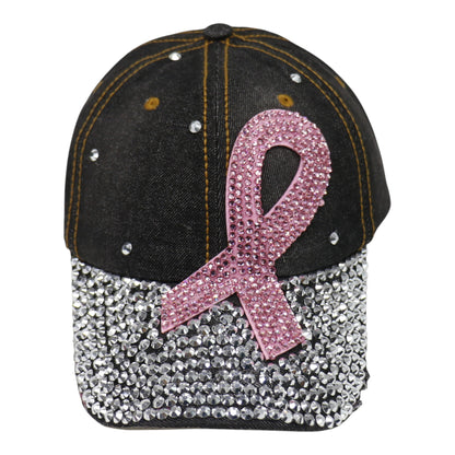 Bling Pink Ribbon Rhinestone Baseball Cap CP3727. (12PC)