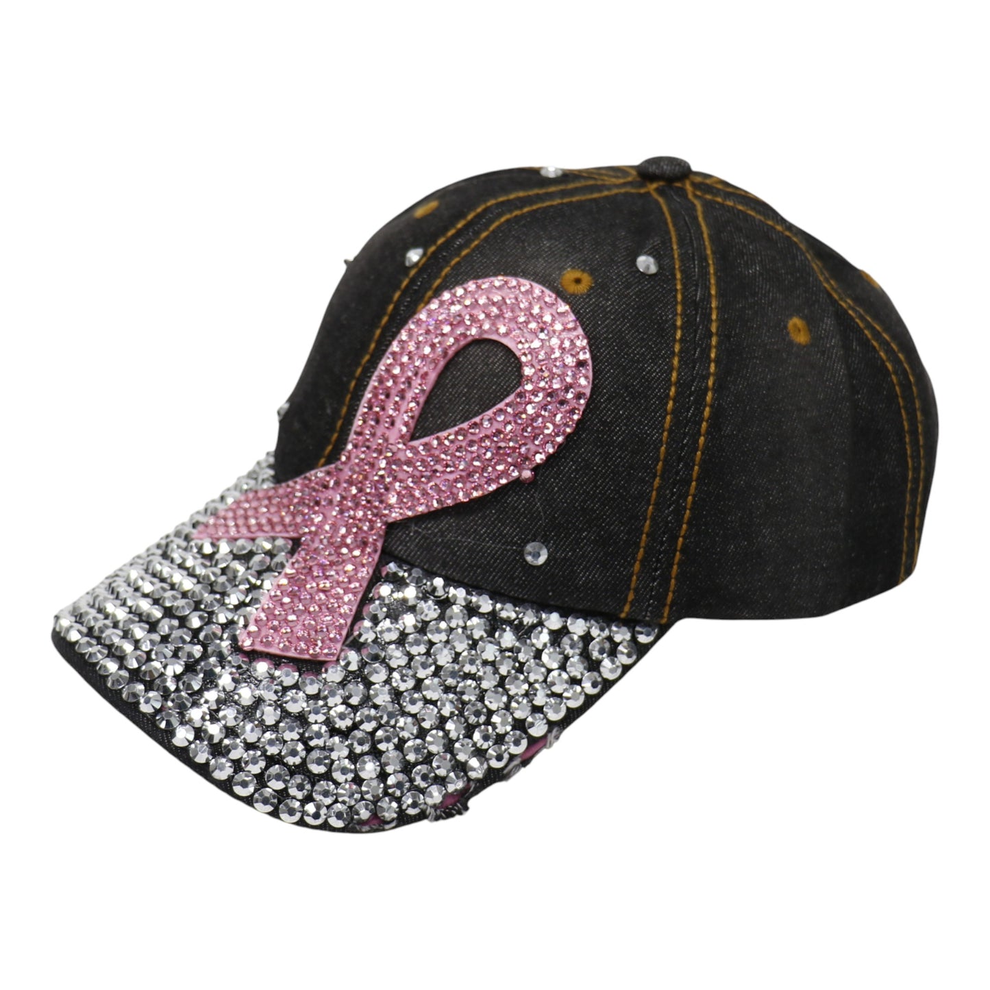 Bling Pink Ribbon Rhinestone Baseball Cap CP3727. (12PC)