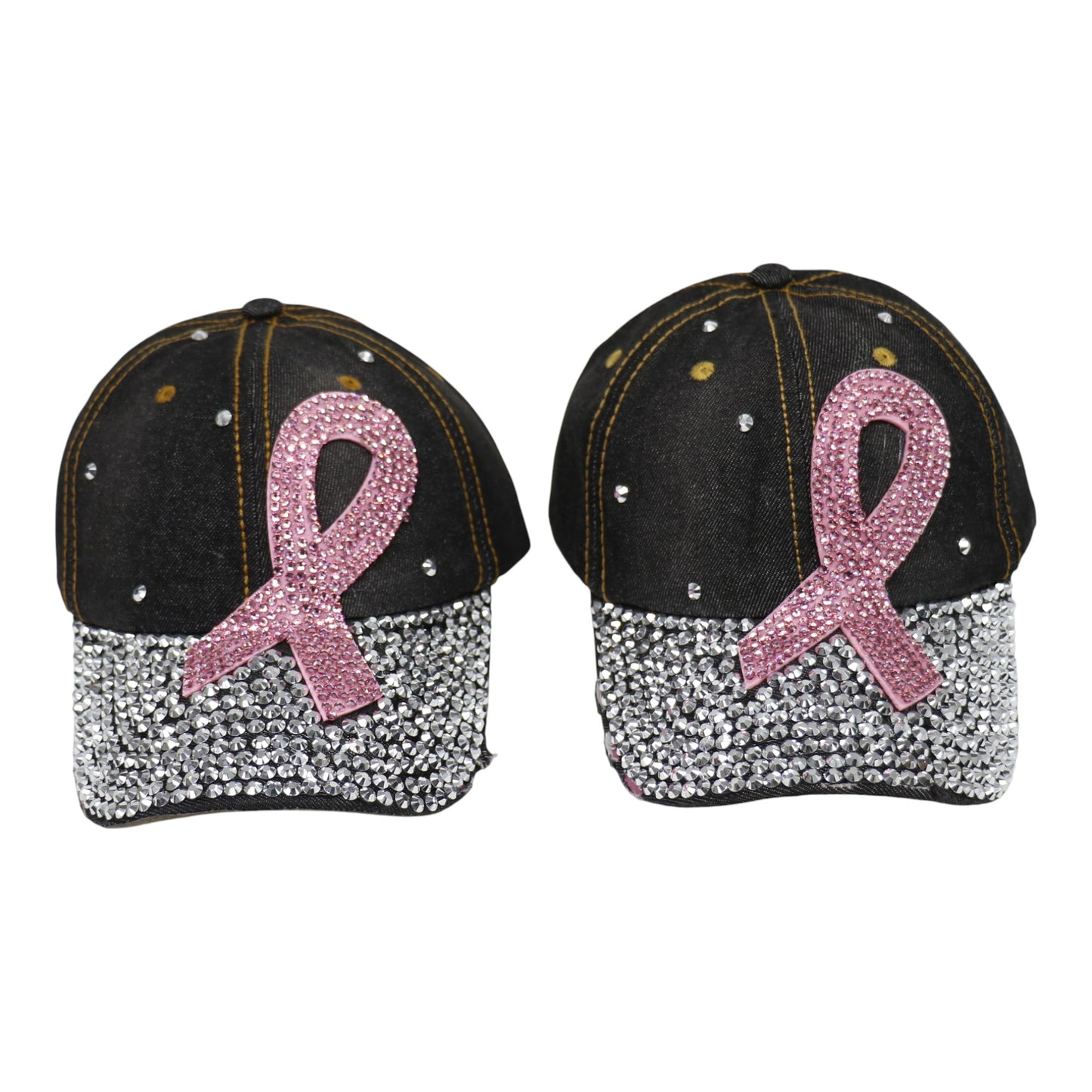 Bling Pink Ribbon Rhinestone Baseball Cap CP3727. (12PC)