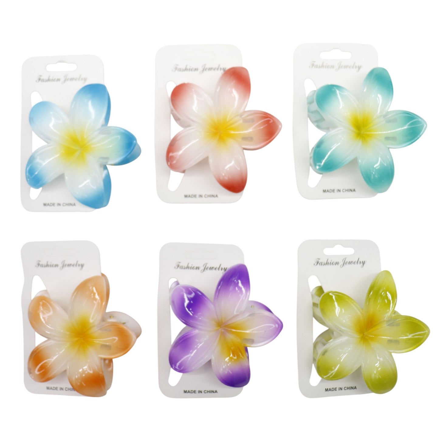Hawaiian Flower Hair Claw Clip SS5830-34 (12PC)