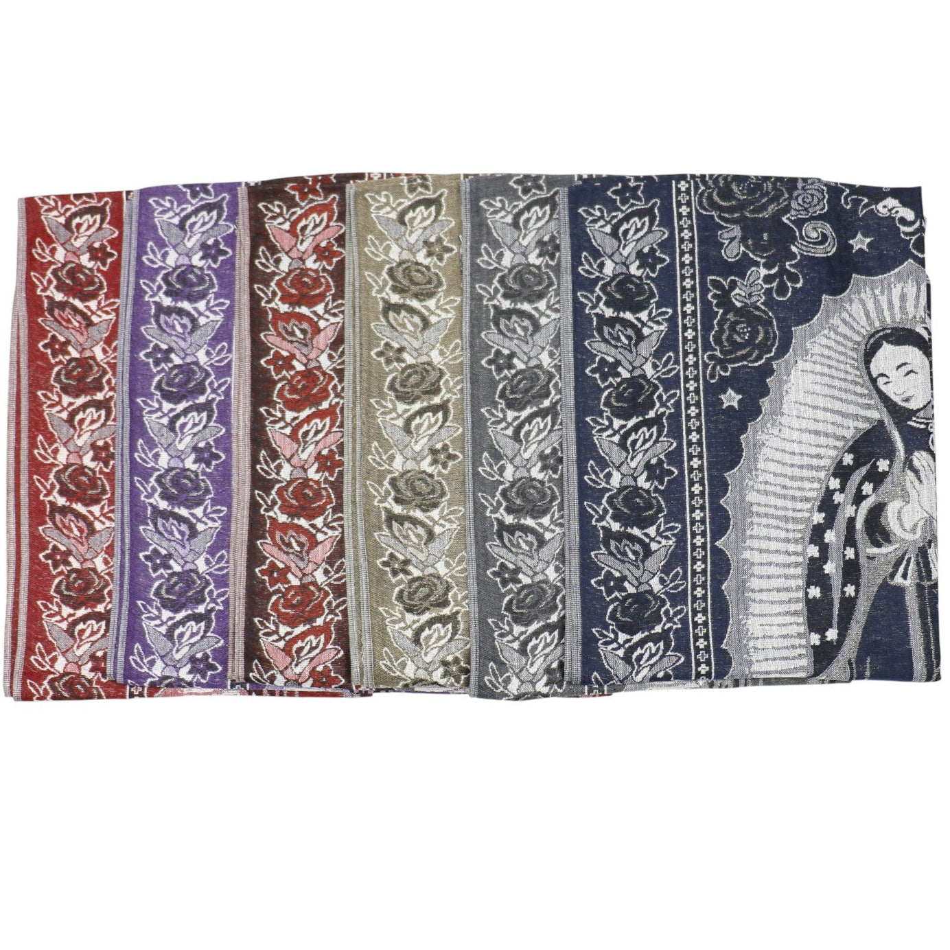 Metallic Pashmina Our Lady of Guadalupe SCF3719-28. (12PC)