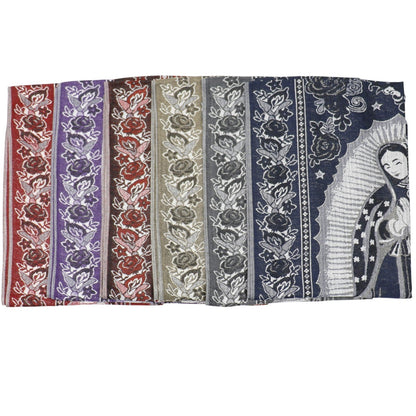 Metallic Pashmina Our Lady of Guadalupe SCF3719-28. (12PC)