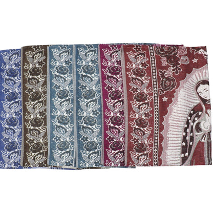 Metallic Pashmina Our Lady of Guadalupe SCF3719-28. (12PC)
