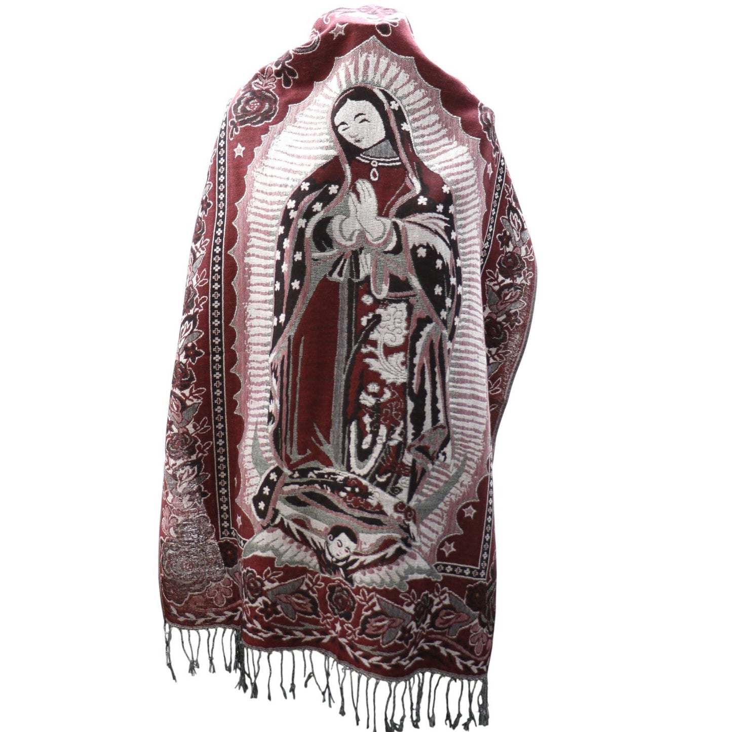 Metallic Pashmina Our Lady of Guadalupe SCF3719-28. (12PC)