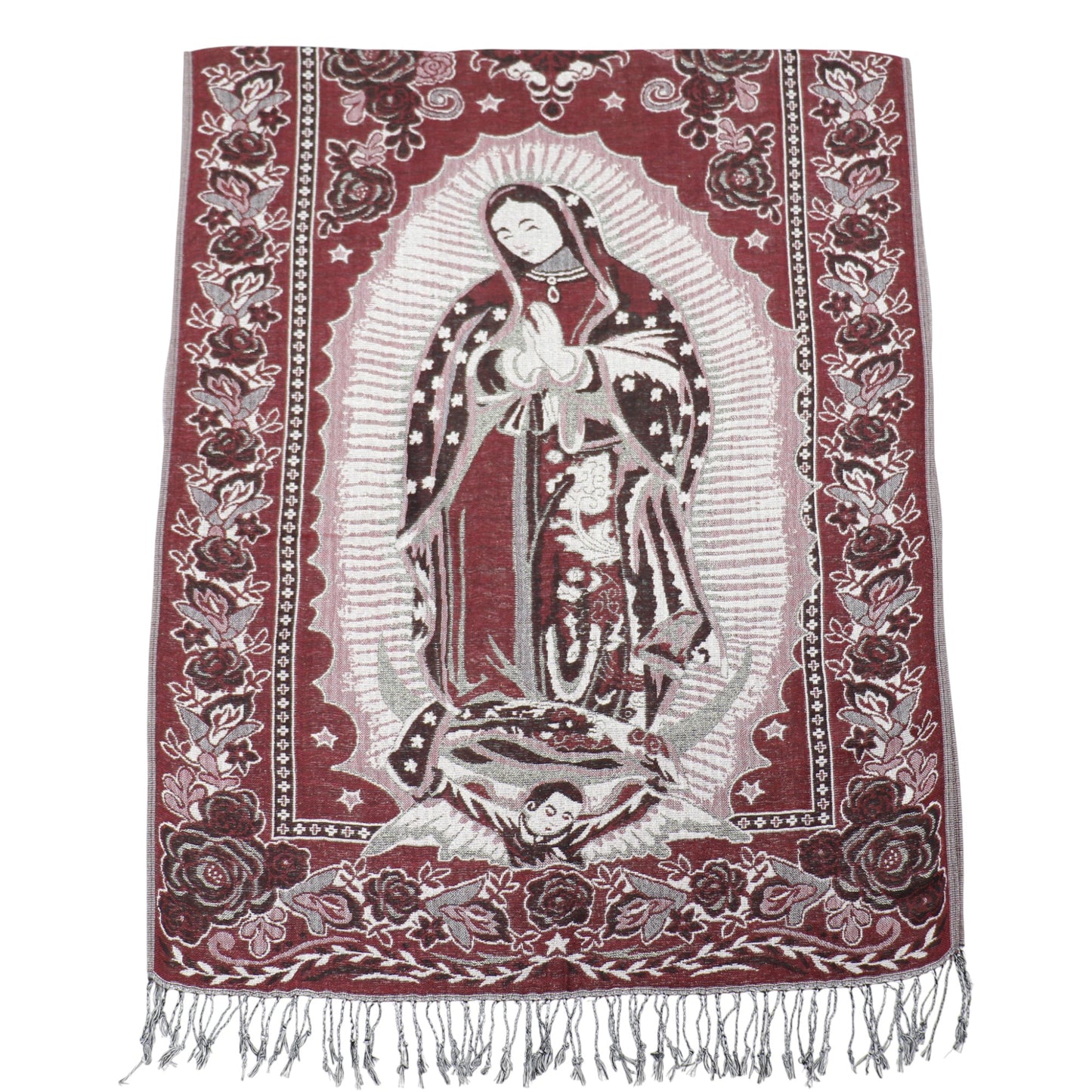 Metallic Pashmina Our Lady of Guadalupe SCF3719-28. (12PC)
