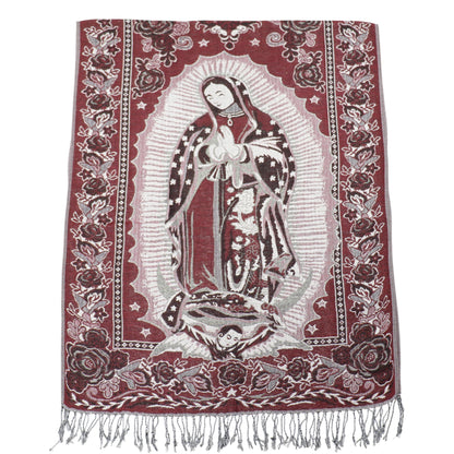 Metallic Pashmina Our Lady of Guadalupe SCF3719-28. (12PC)