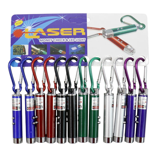 Mini Led Flashlights Laser Key Chain KC5909-2 (12PC)