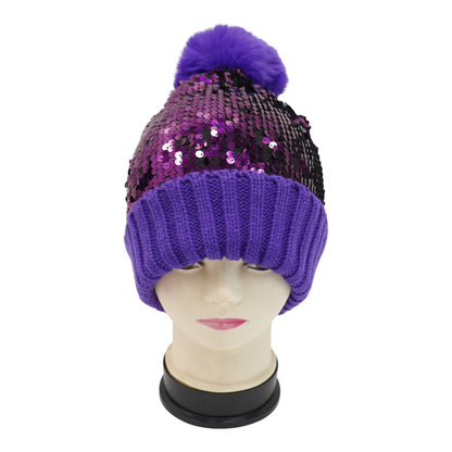 Pom Pom Sequin Beanie HA3715-1 (3PC)