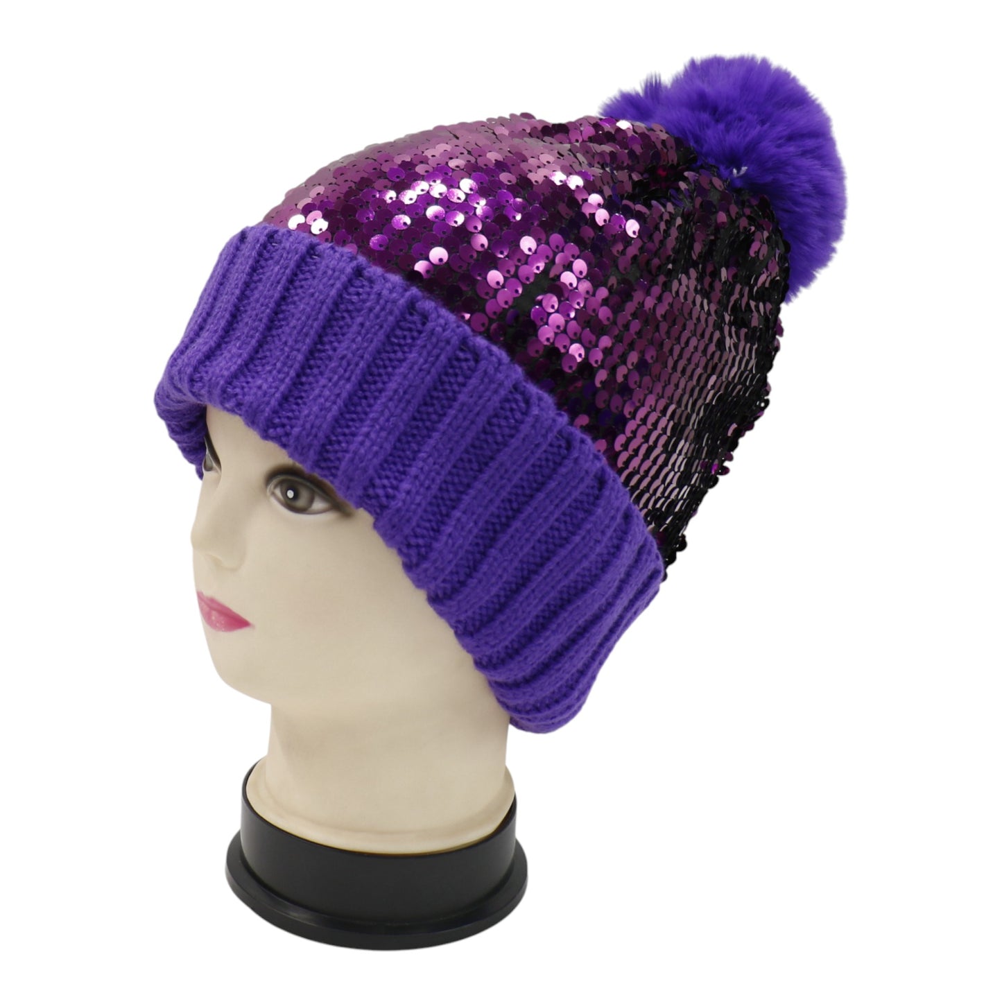 Pom Pom Sequin Beanie HA3715-1 (3PC)