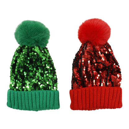 Pom Pom Sequin Beanie HA3715-1 (3PC)
