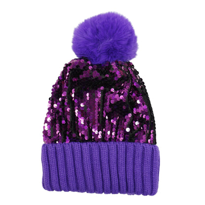Pom Pom Sequin Beanie HA3715-1. (3PC)