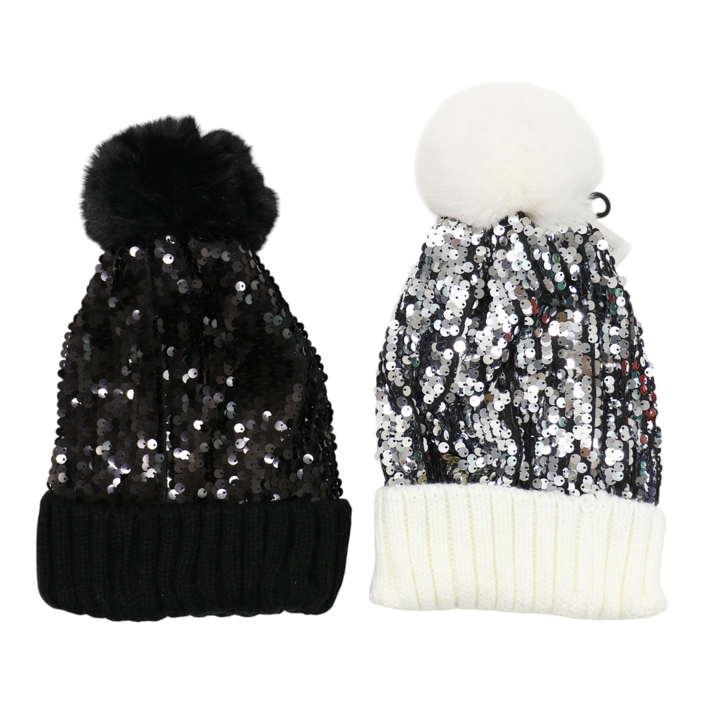 Pom Pom Sequin Beanie HA3715-1. (3PC)