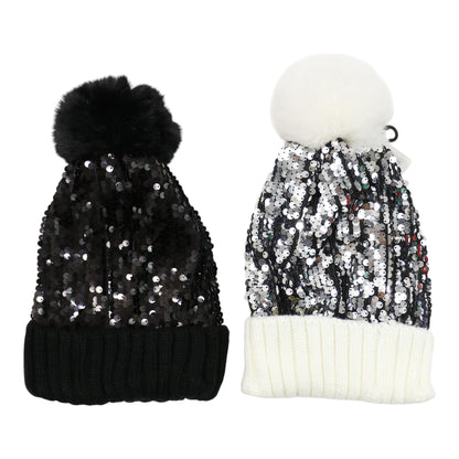 Pom Pom Sequin Beanie HA3715-1. (3PC)
