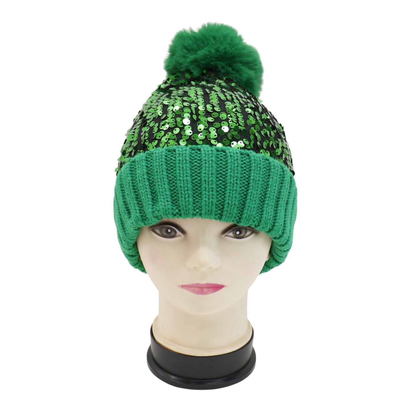 Pom Pom Sequin Beanie HA3715-1 (3PC)