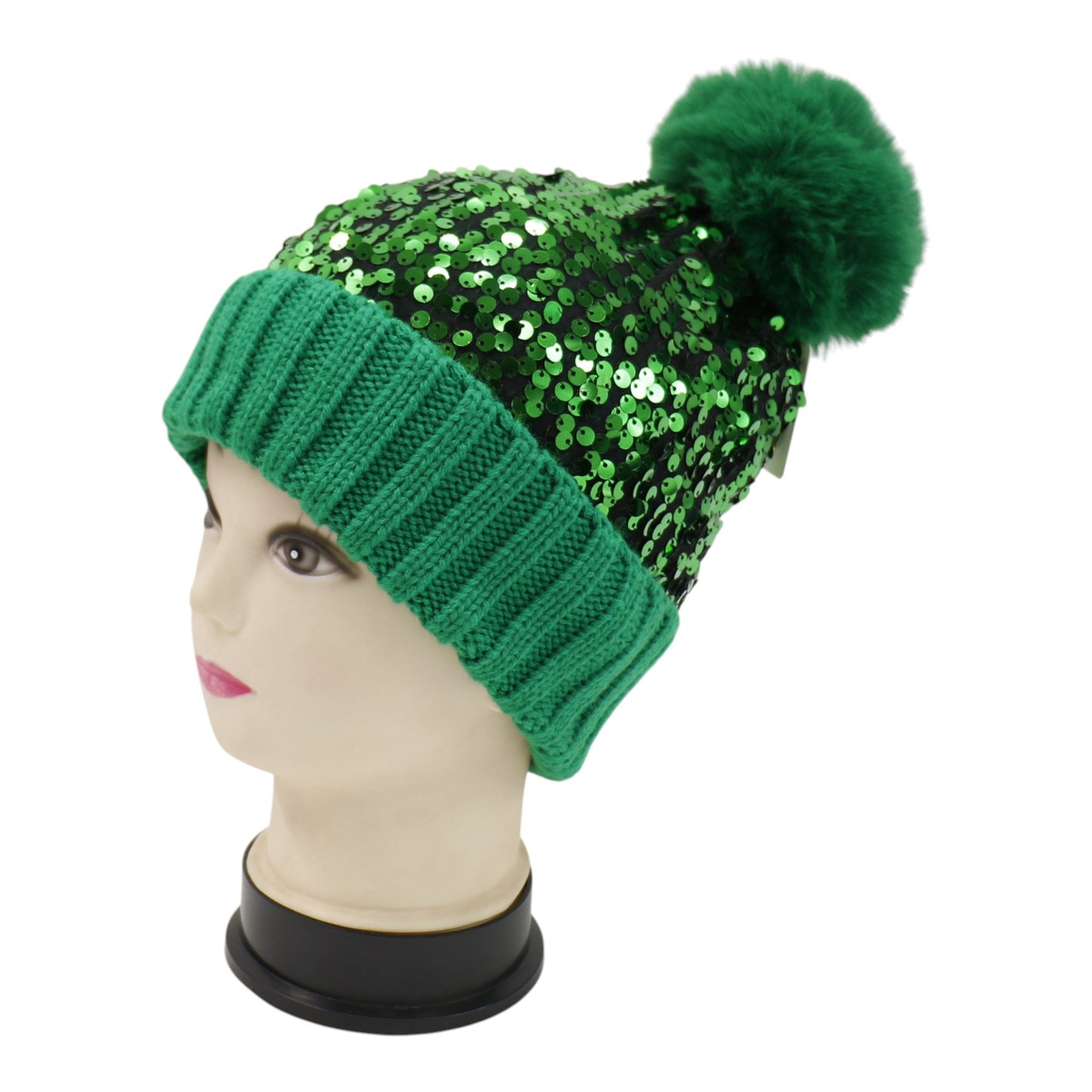 Pom Pom Sequin Beanie HA3715-1 (3PC)