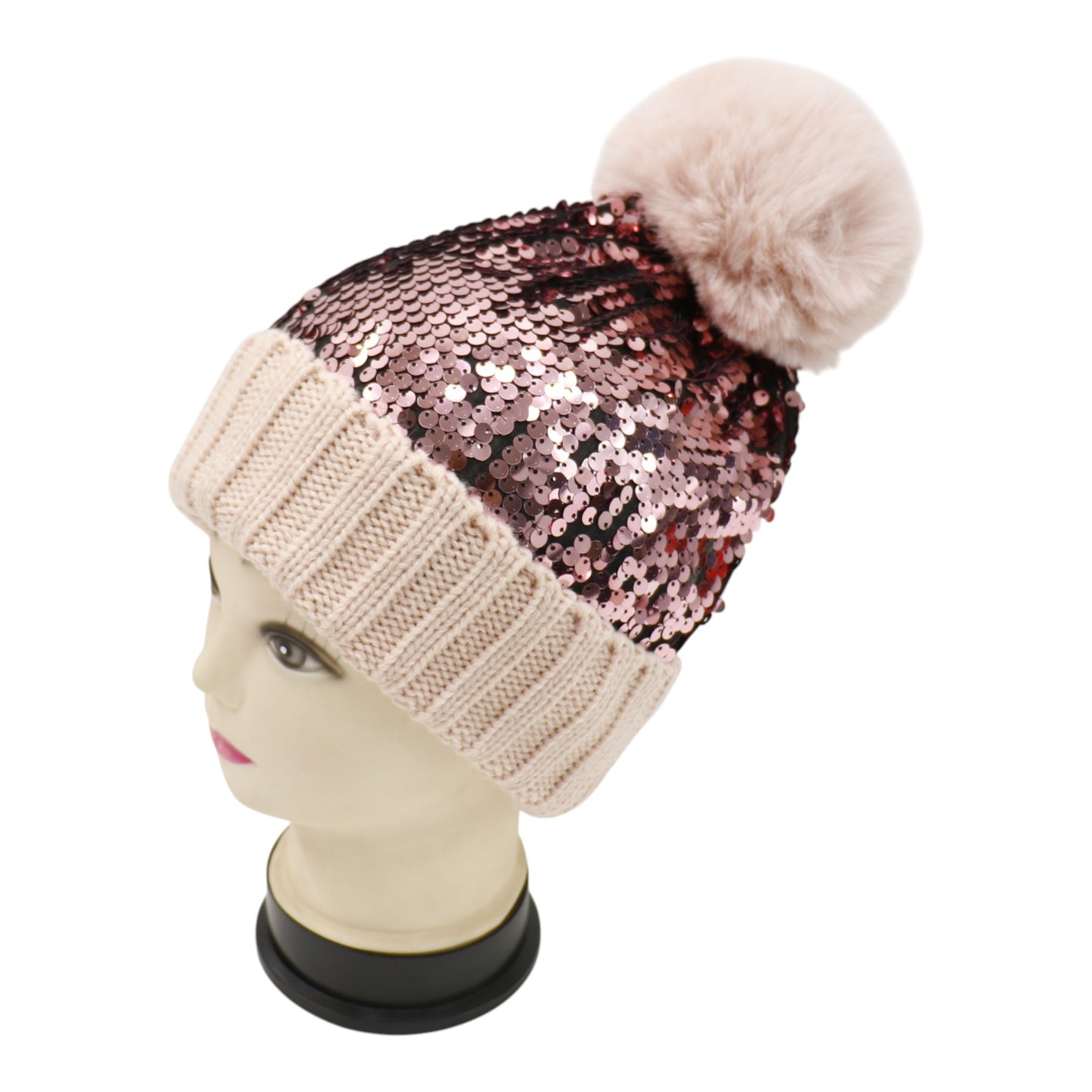 Pom Pom Sequin Beanie HA3715-1 (3PC)