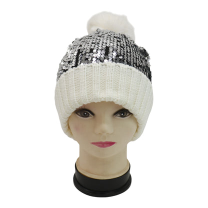 Pom Pom Sequin Beanie HA3715-1 (3PC)