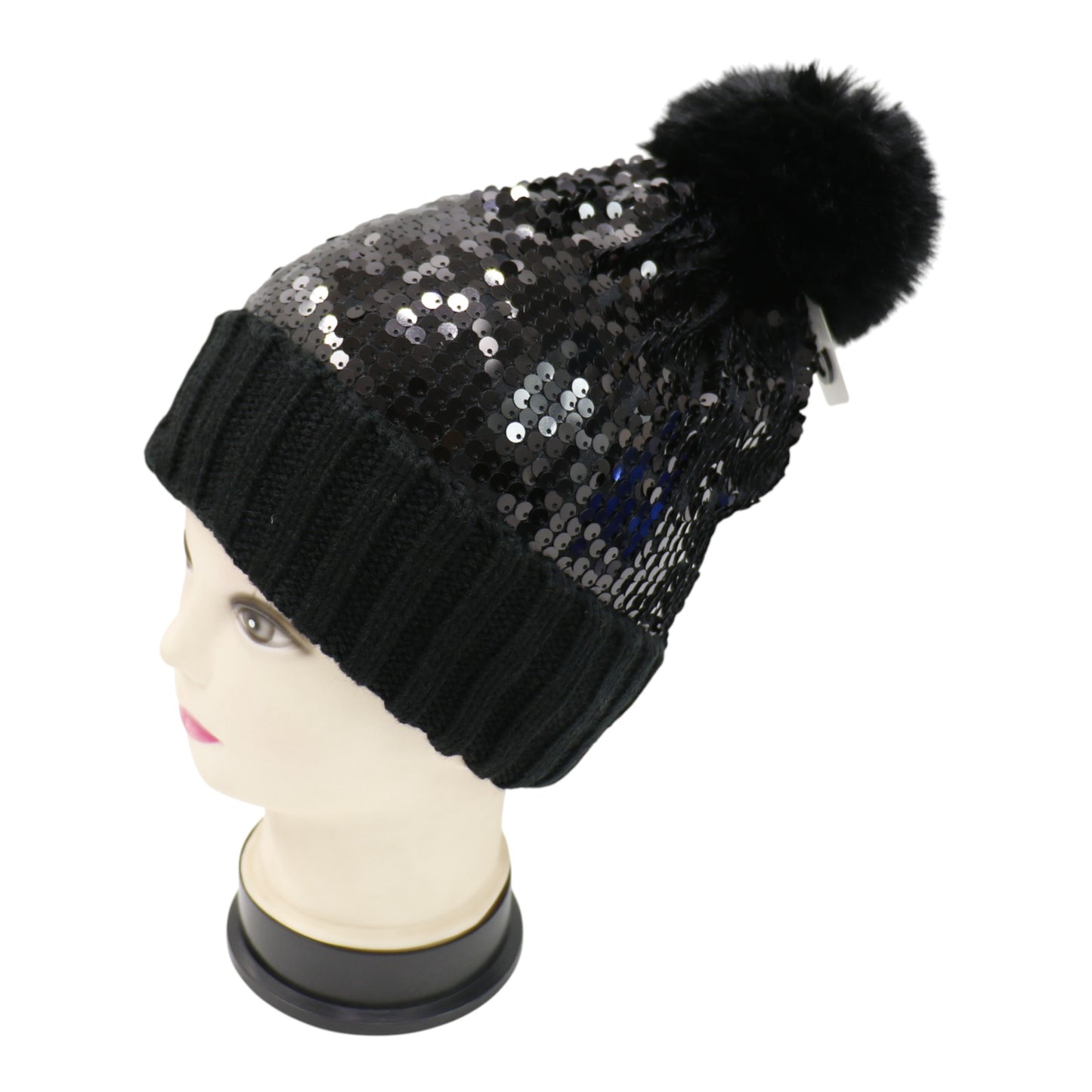 Pom Pom Sequin Beanie HA3715-1. (3PC)