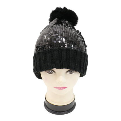 Pom Pom Sequin Beanie HA3715-1 (3PC)