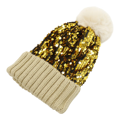 Pom Pom Sequin Beanie HA3715-1. (3PC)