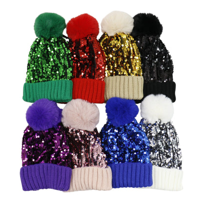 Pom Pom Sequin Beanie HA3715-1 (3PC)