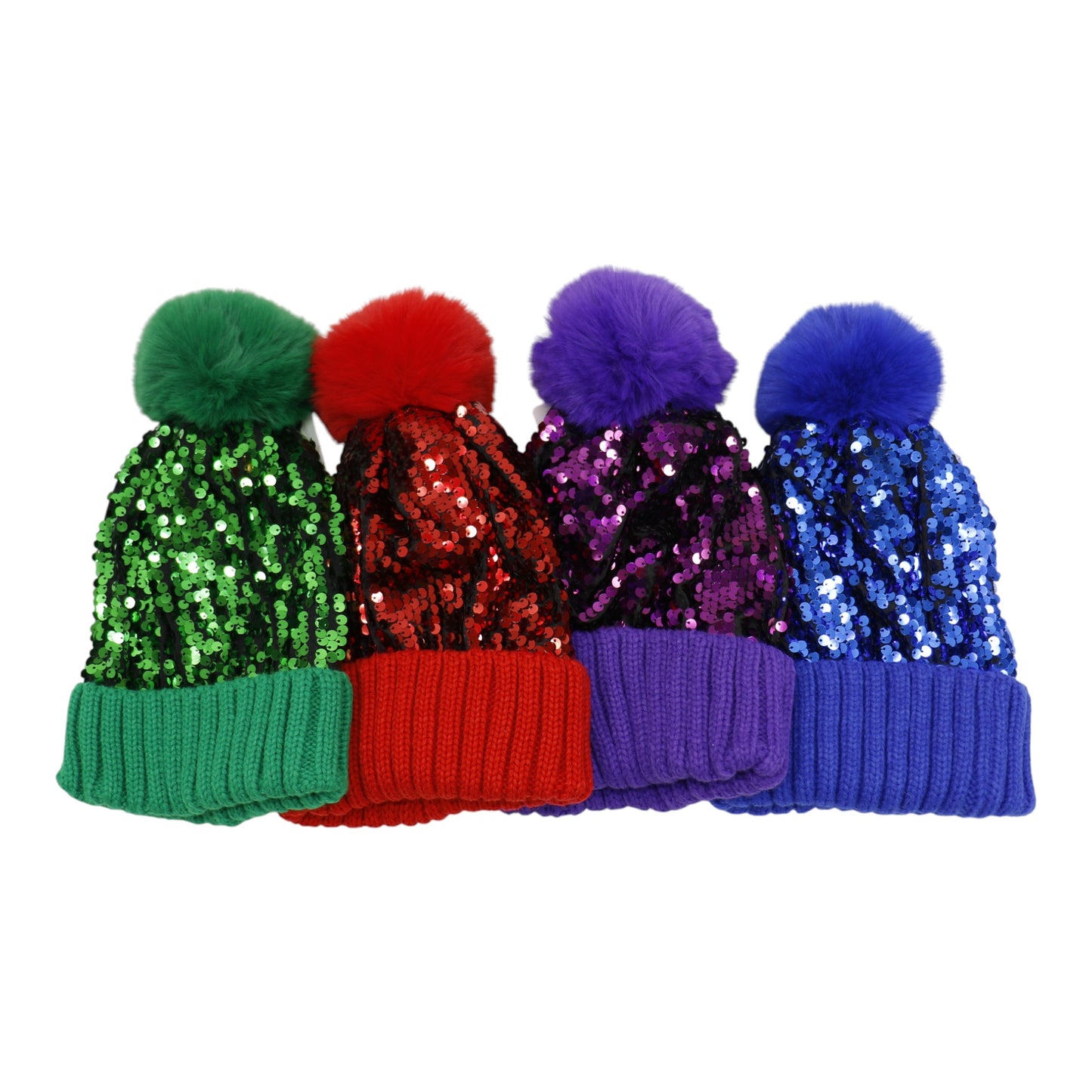 Pom Pom Sequin Beanie HA3715-1 (3PC)