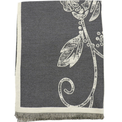 Cashmere Feel Winter Rose Pattern Reversible Scarf SCF5726-45(12PC)