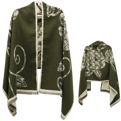 Cashmere Feel Winter Rose Pattern Reversible Scarf SCF5726-45(12PC)