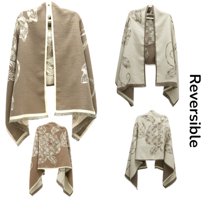 Cashmere Feel Winter Rose Pattern Reversible Scarf SCF5726-45(12PC)