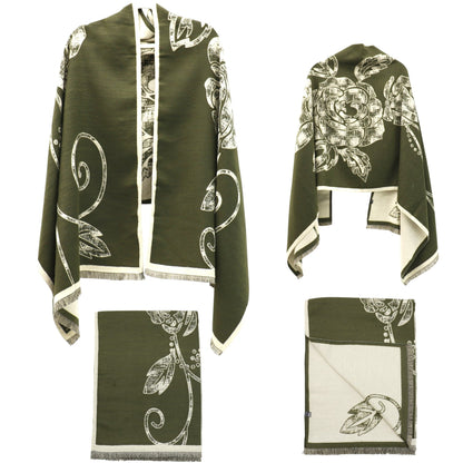 Cashmere Feel Winter Rose Pattern Reversible Scarf SCF5726-45(12PC)