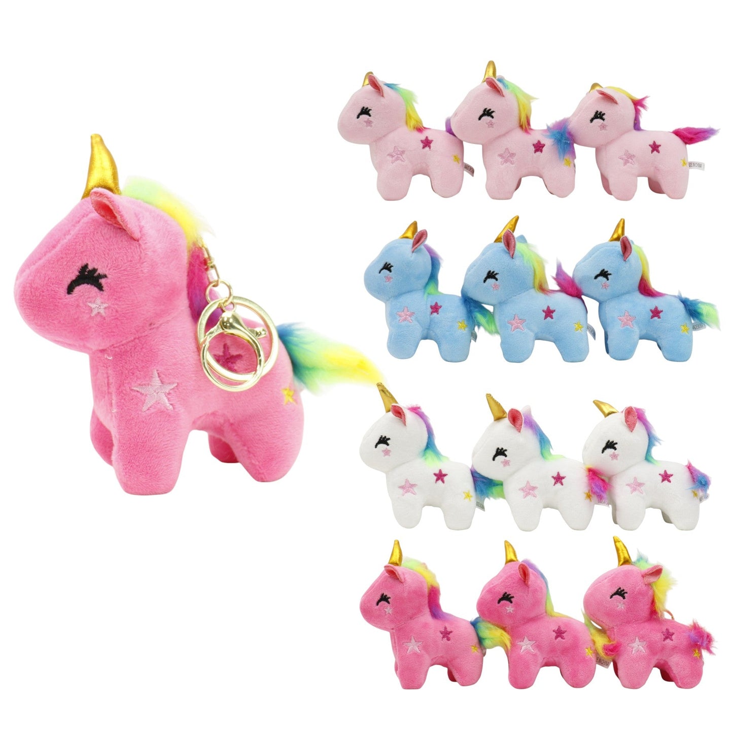 Unicorn With Star Embroidery Keychain JK5921-13 (12PC)