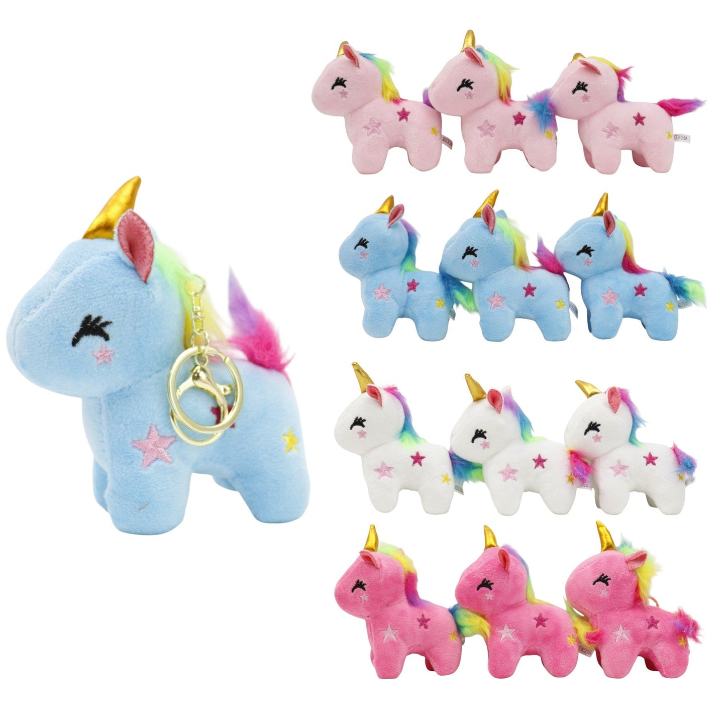 Unicorn With Star Embroidery Keychain JK5921-13 (12PC)