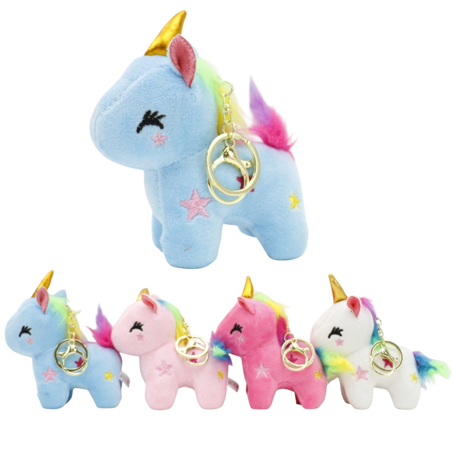 Unicorn With Star Embroidery Keychain JK5921-13 (12PC)