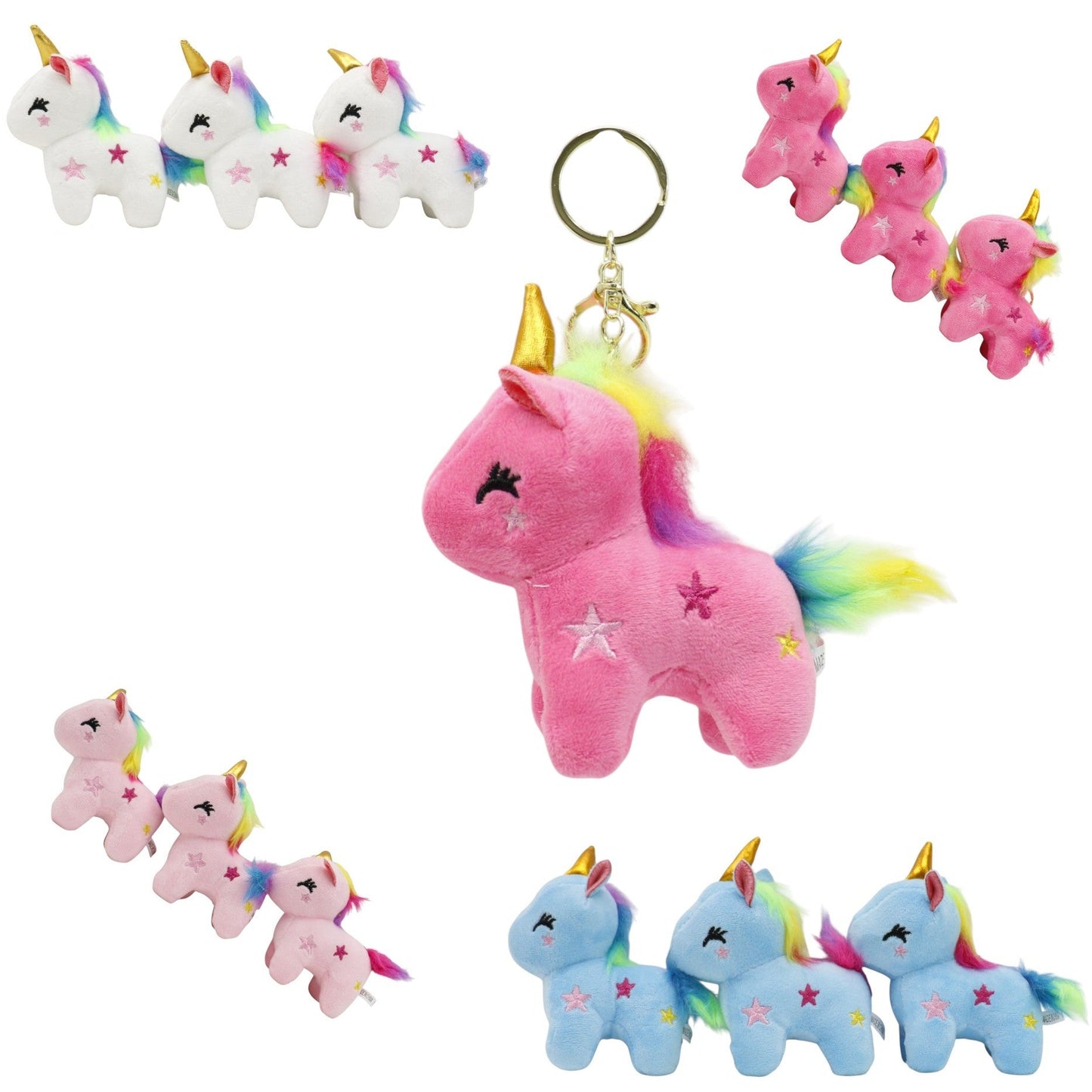 Unicorn With Star Embroidery Keychain JK5921-13 (12PC)