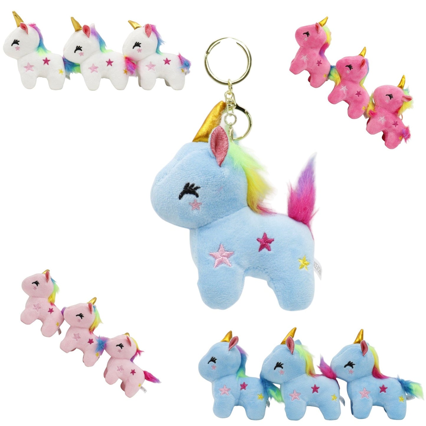 Unicorn With Star Embroidery Keychain JK5921-13 (12PC)