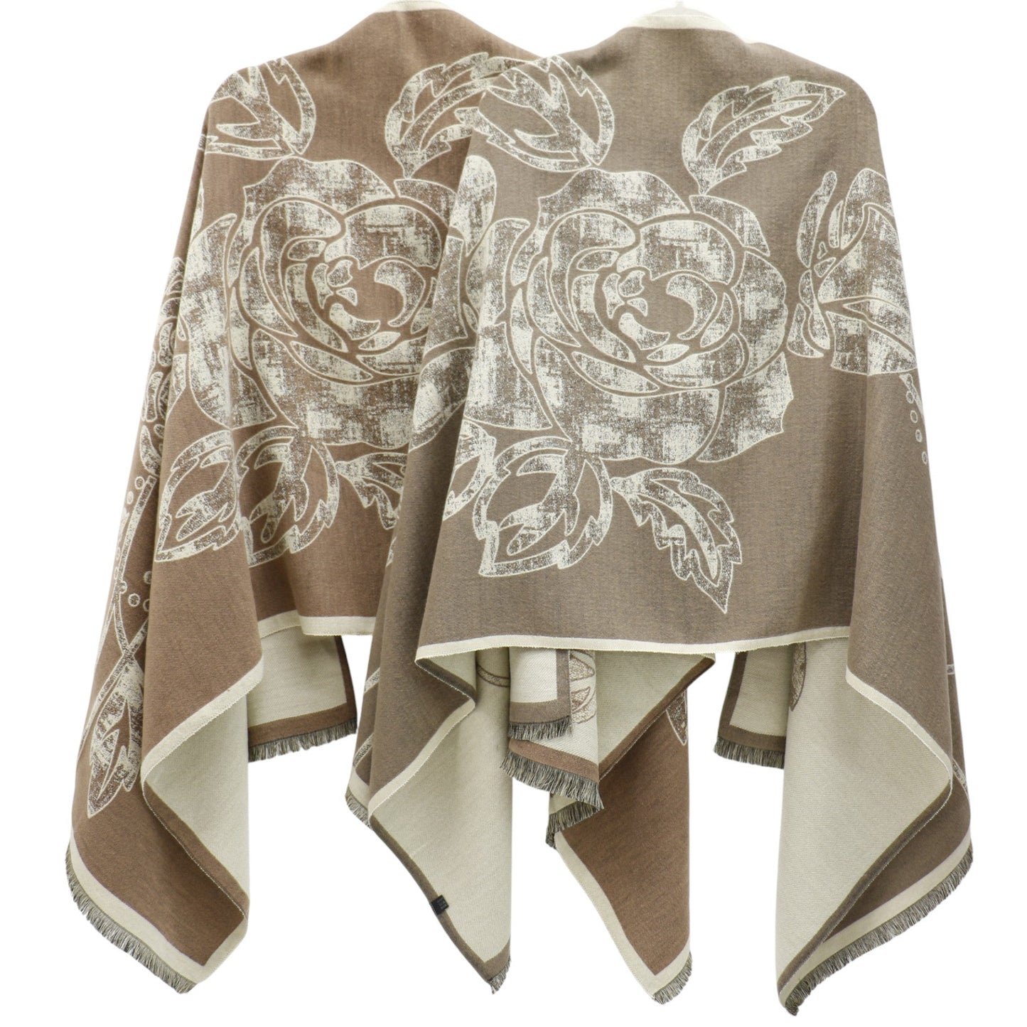 Cashmere Feel Winter Rose Pattern Reversible Scarf SCF5726-45(12PC)
