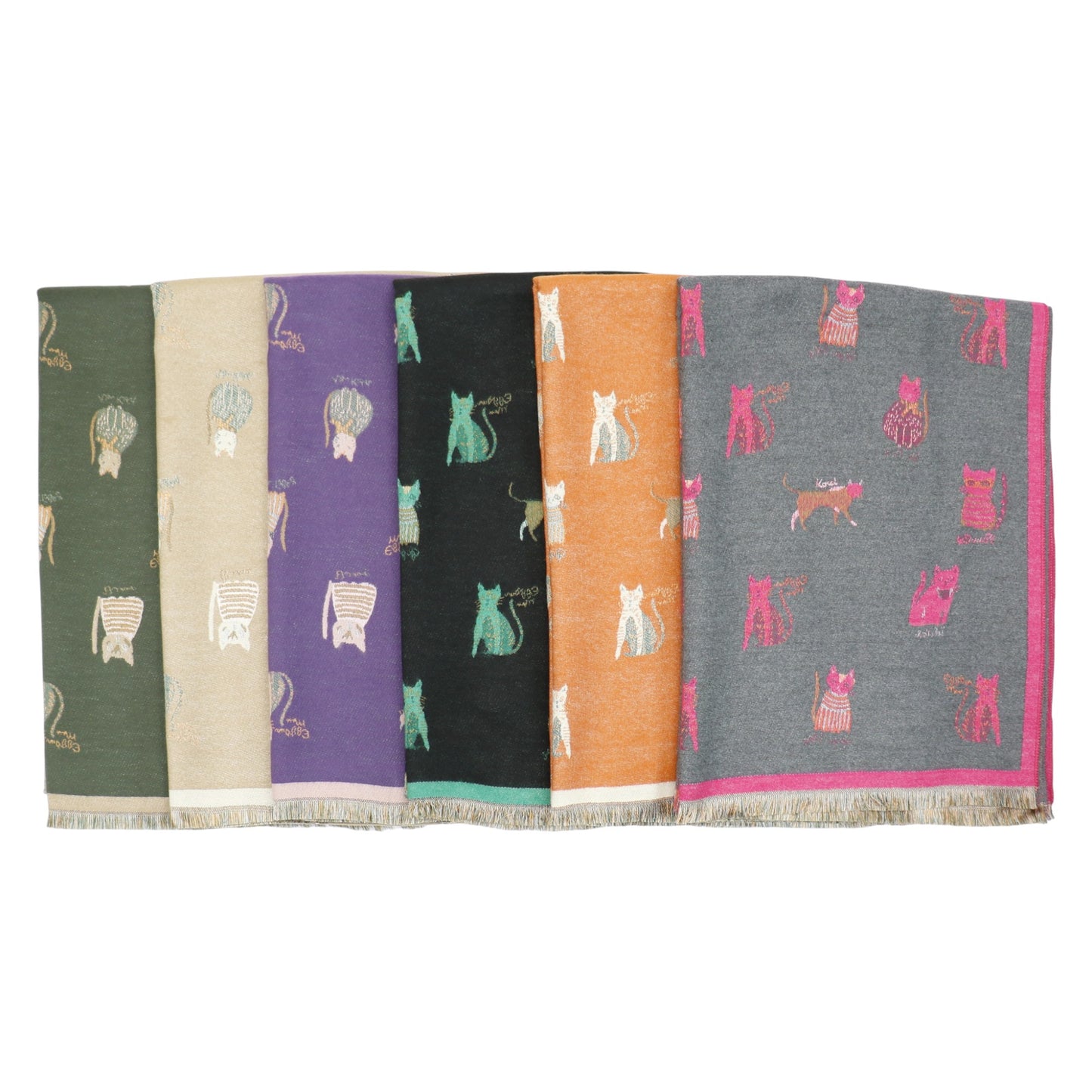 Cashmere Feel Winter Reversible Classic Cat Style  Scarves SCF1230-36(12PC)