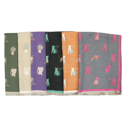 Cashmere Feel Winter Reversible Classic Cat Style  Scarves SCF1230-36(12PC)