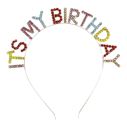 Iron Alloy Rhinestone It's My Birthday Head Band HB102 (12pc)