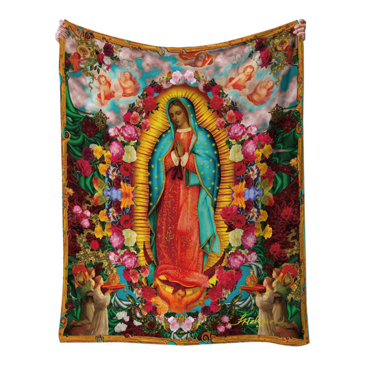 Graphic Blanket Depicting The Virgin Mary With Angels SS51122-47 (3PC)