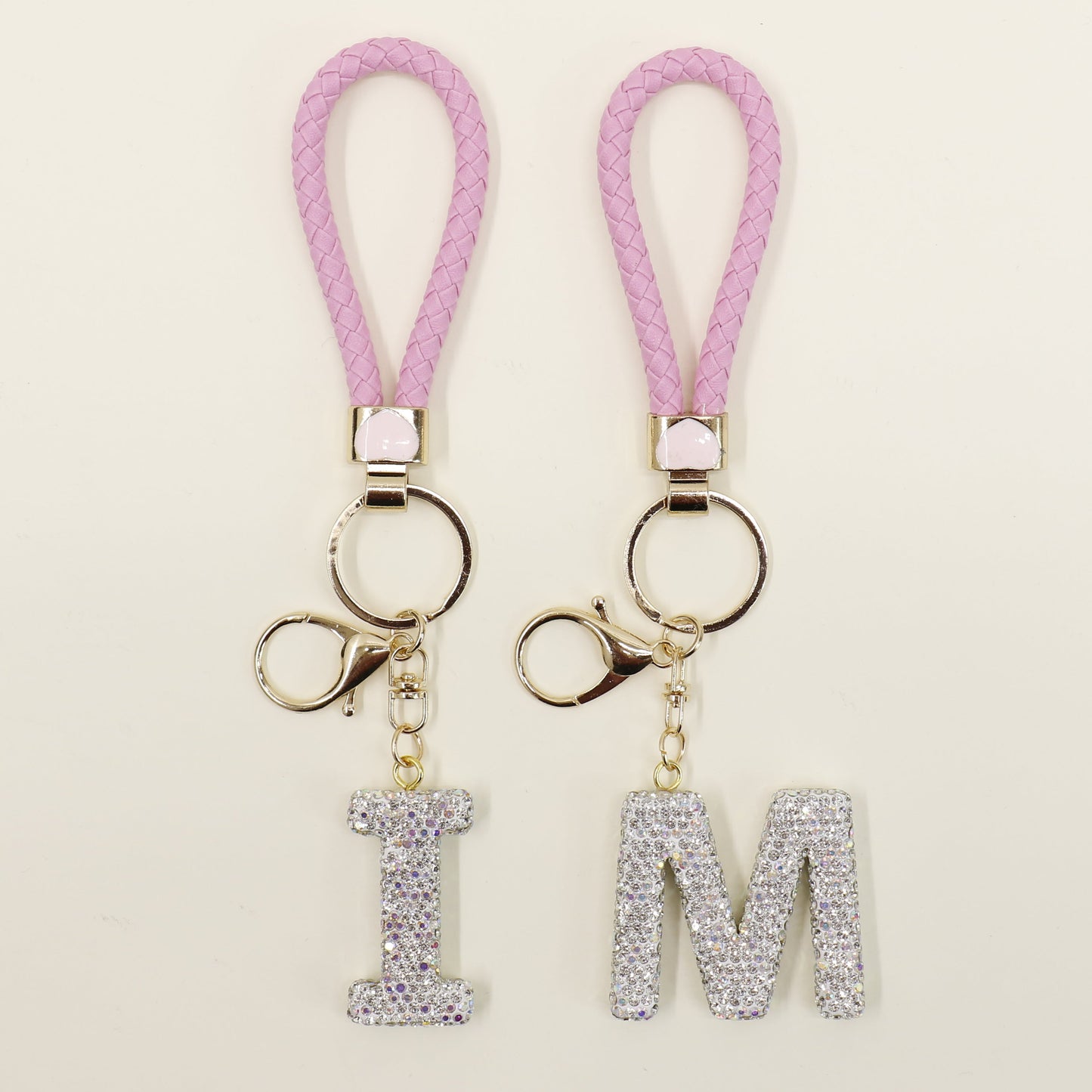 Rhinestone Alphabet Initial Letter Key Chain SS51011-40 (12PC)