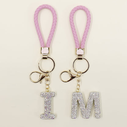 Rhinestone Alphabet Initial Letter Key Chain SS51011-40 (12PC)