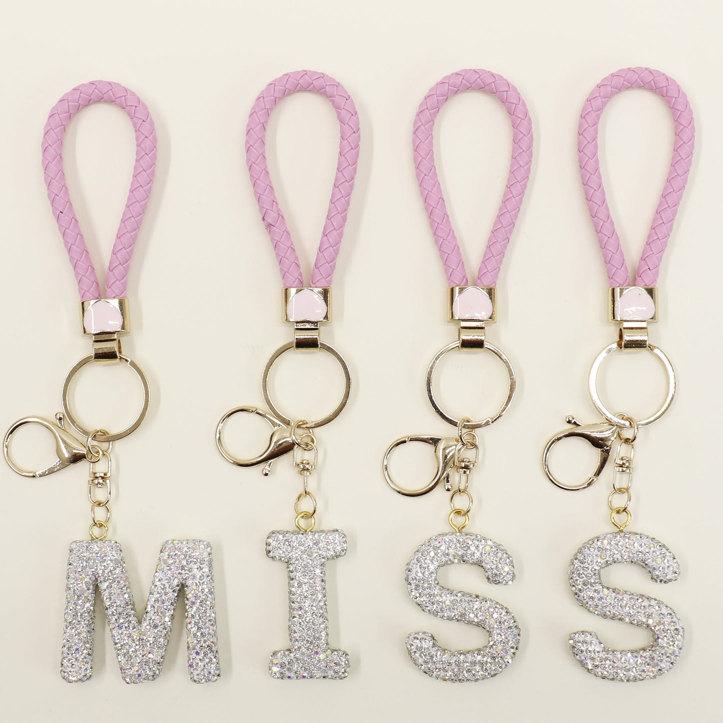 Rhinestone Alphabet Initial Letter Key Chain SS51011-40 (12PC)