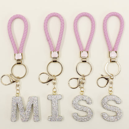 Rhinestone Alphabet Initial Letter Key Chain SS51011-40 (12PC)