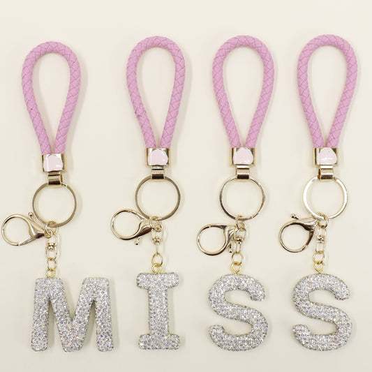 Rhinestone Alphabet Initial Letter Key Chain SS51011-40. (12PC)