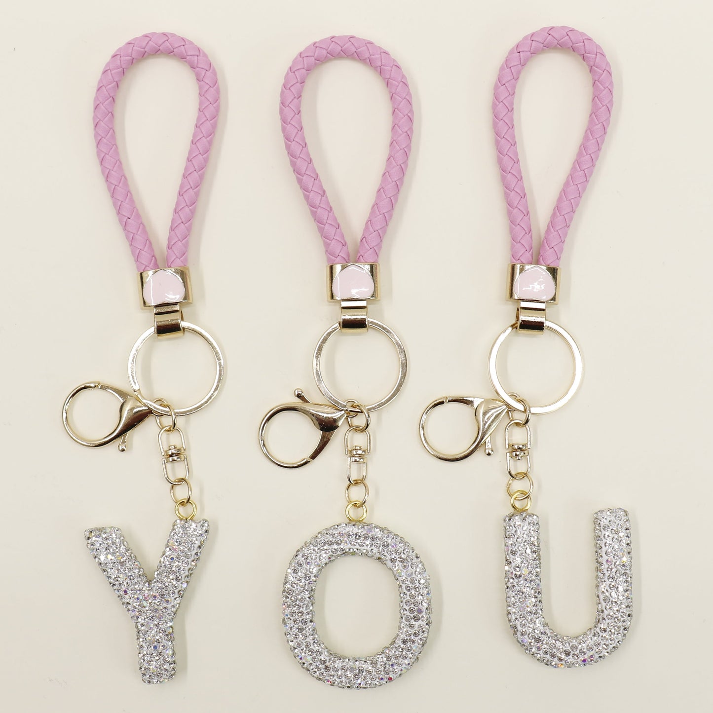 Rhinestone Alphabet Initial Letter Key Chain SS51011-40 (12PC)