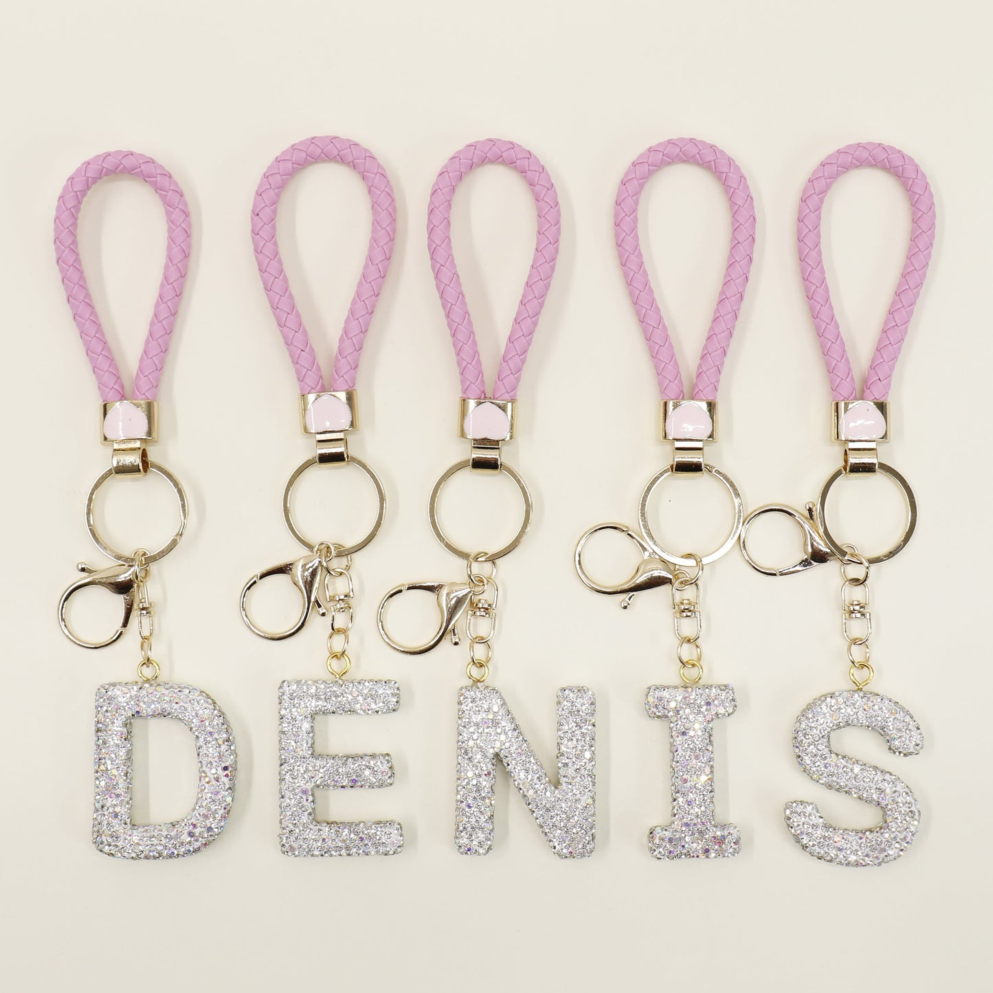 Rhinestone Alphabet Initial Letter Key Chain SS51011-40 (12PC)