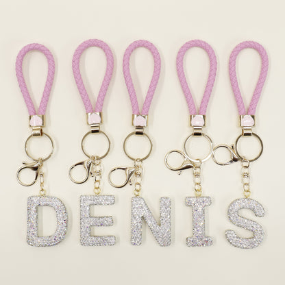Rhinestone Alphabet Initial Letter Key Chain SS51011-40 (12PC)