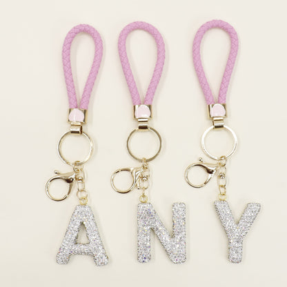 Rhinestone Alphabet Initial Letter Key Chain SS51011-40 (12PC)